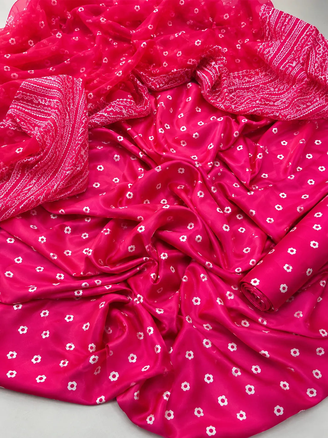 Premium 3 Piece Shamoz Silk Suit – Hot Pink Embroidered Collection