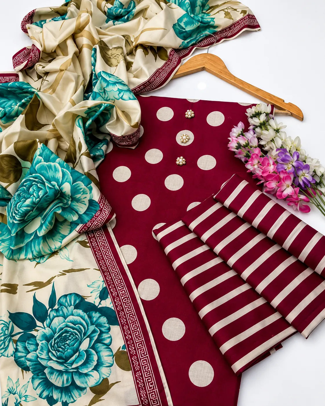 Maroon Polka Dot 3-Piece Suit