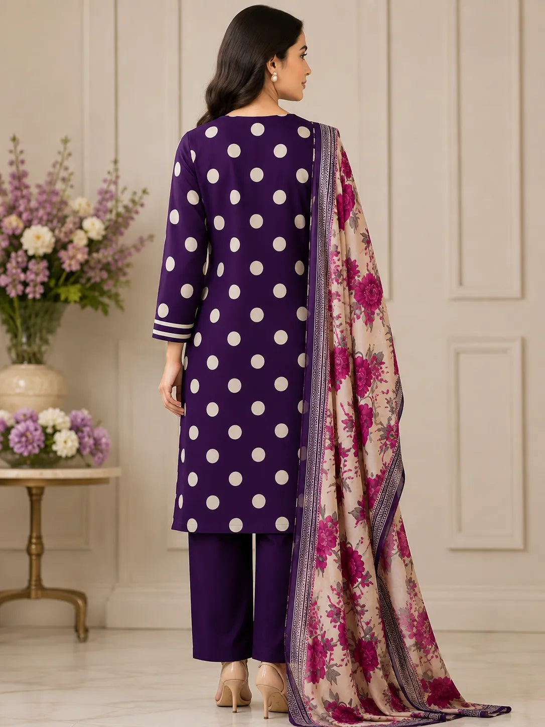Purple Polka Dot 3-Piece Suit