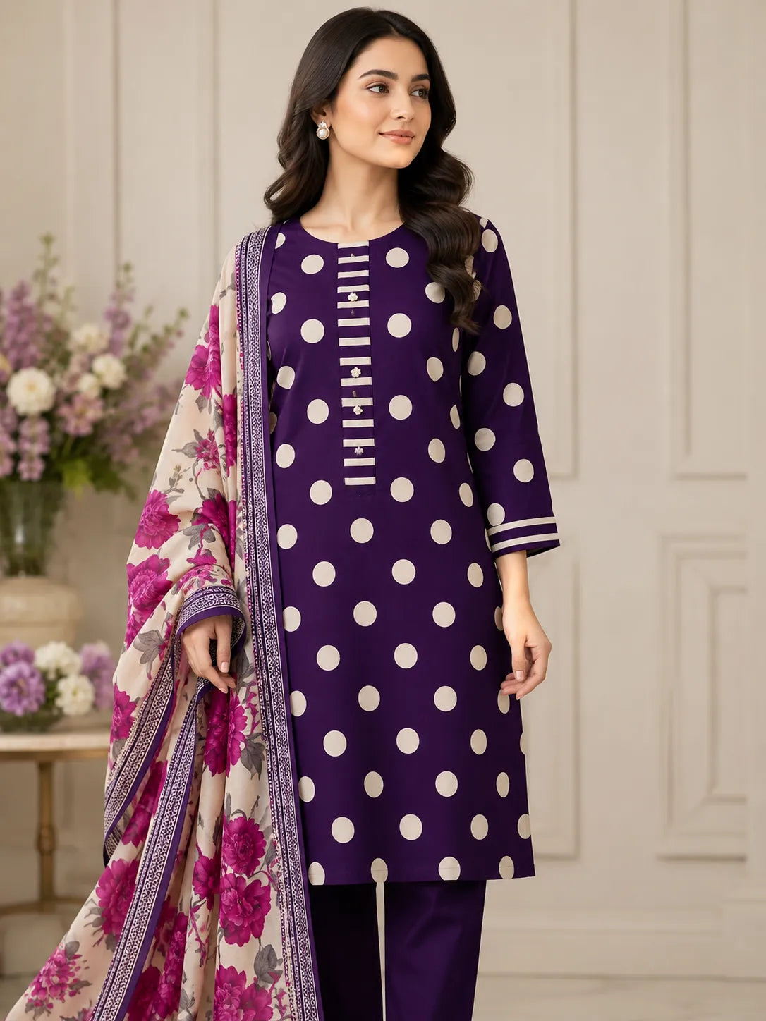 Purple Polka Dot 3-Piece Suit