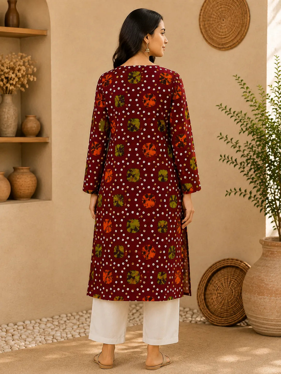 Maroon Printed 2-Piece Suit