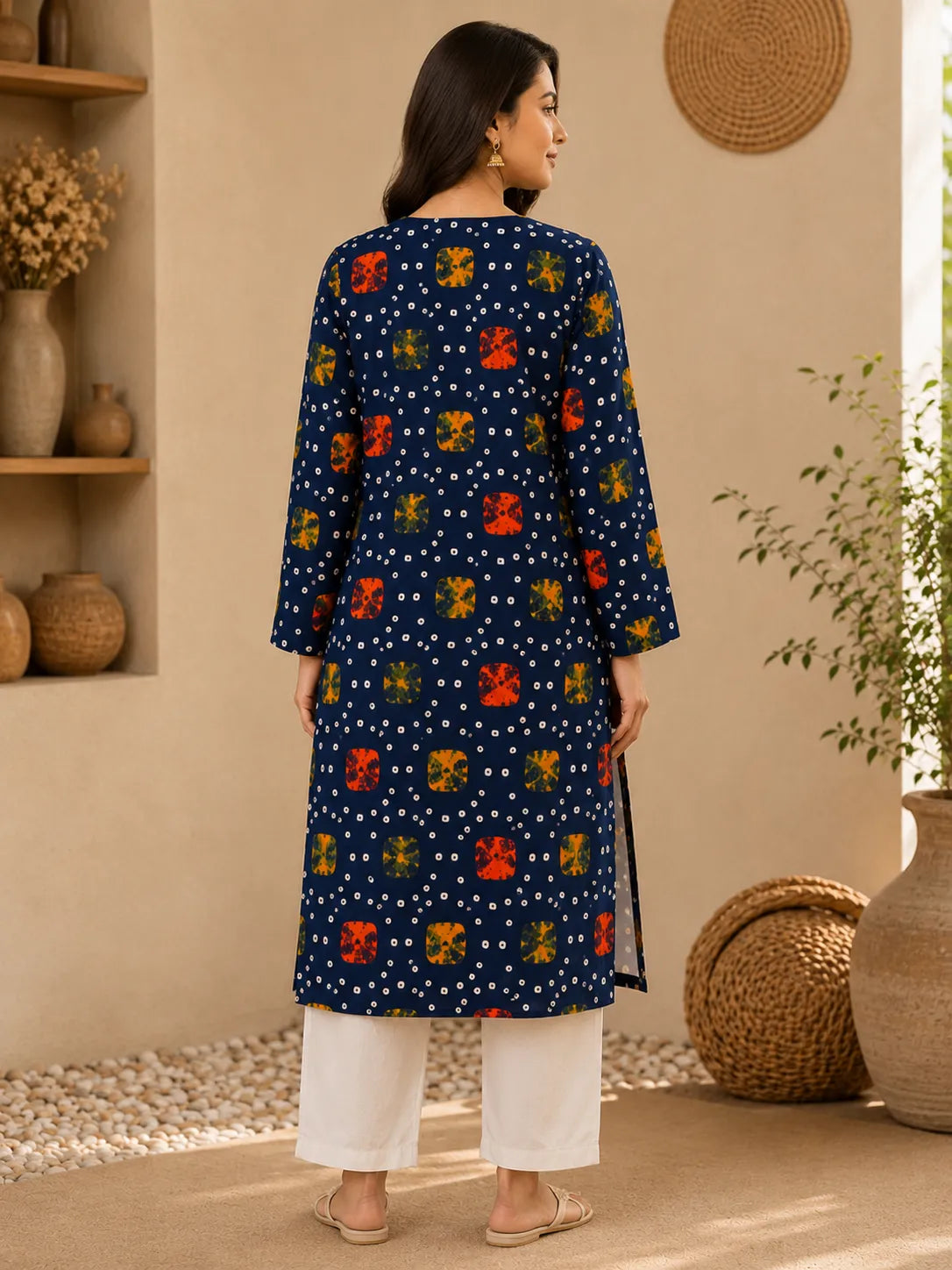Navy Blue Printed 2-Piece Suit