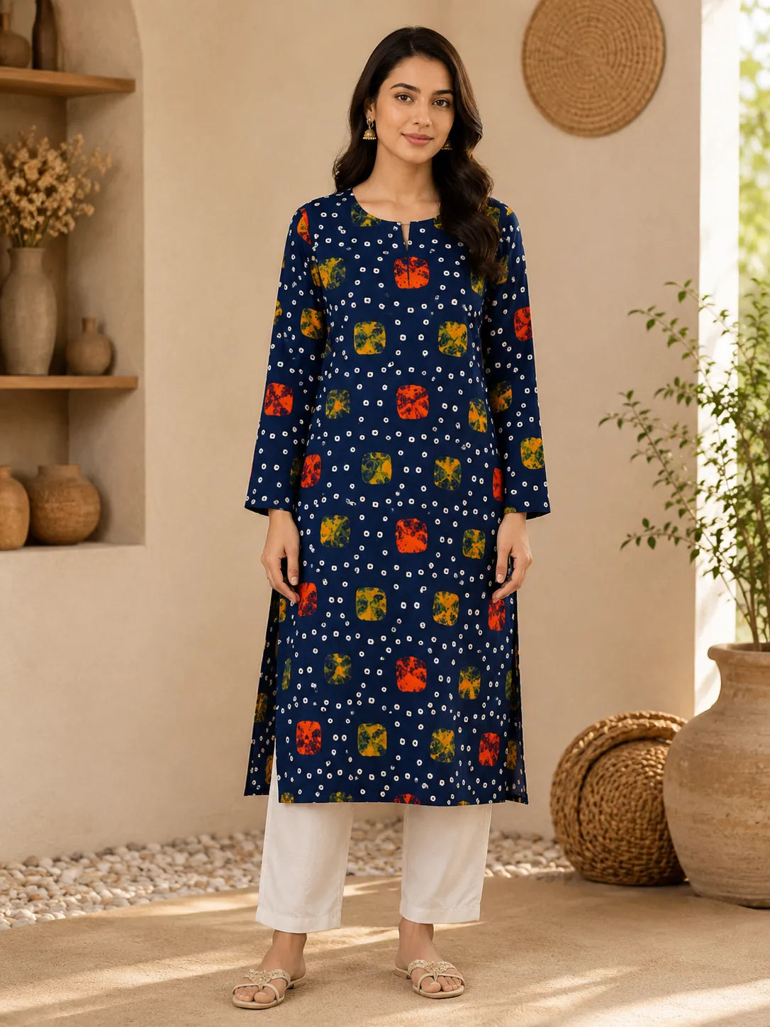Navy Blue Printed 2-Piece Suit