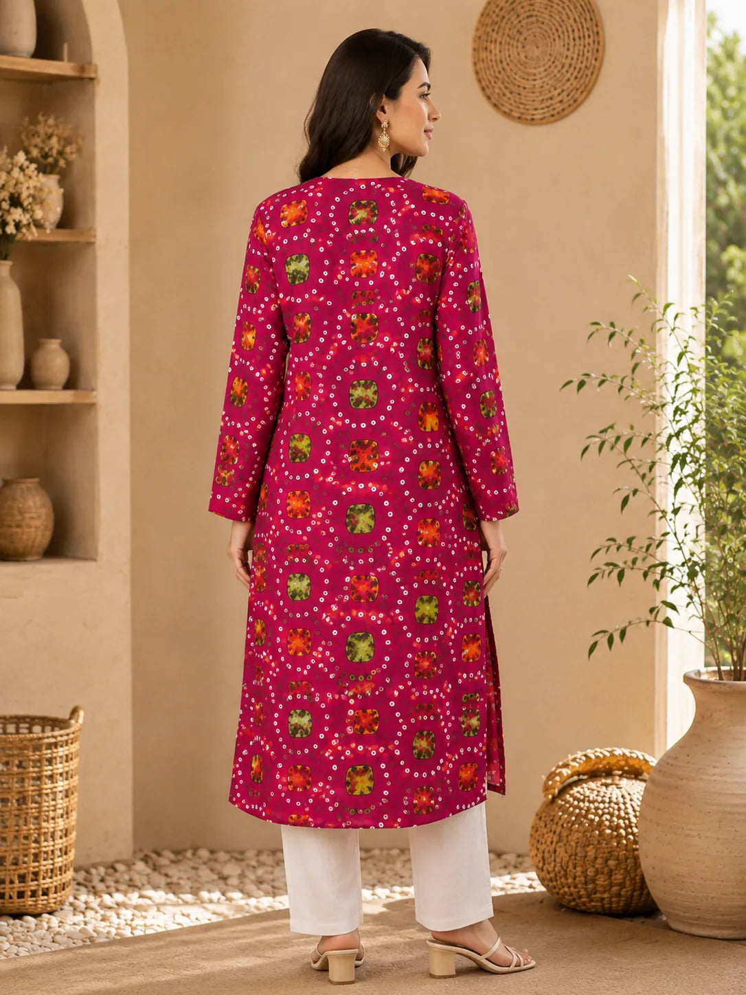 Fuchsia Printed 2-Piece Suit