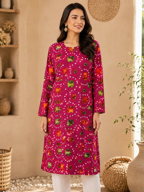 Fuchsia Printed 2-Piece Suit