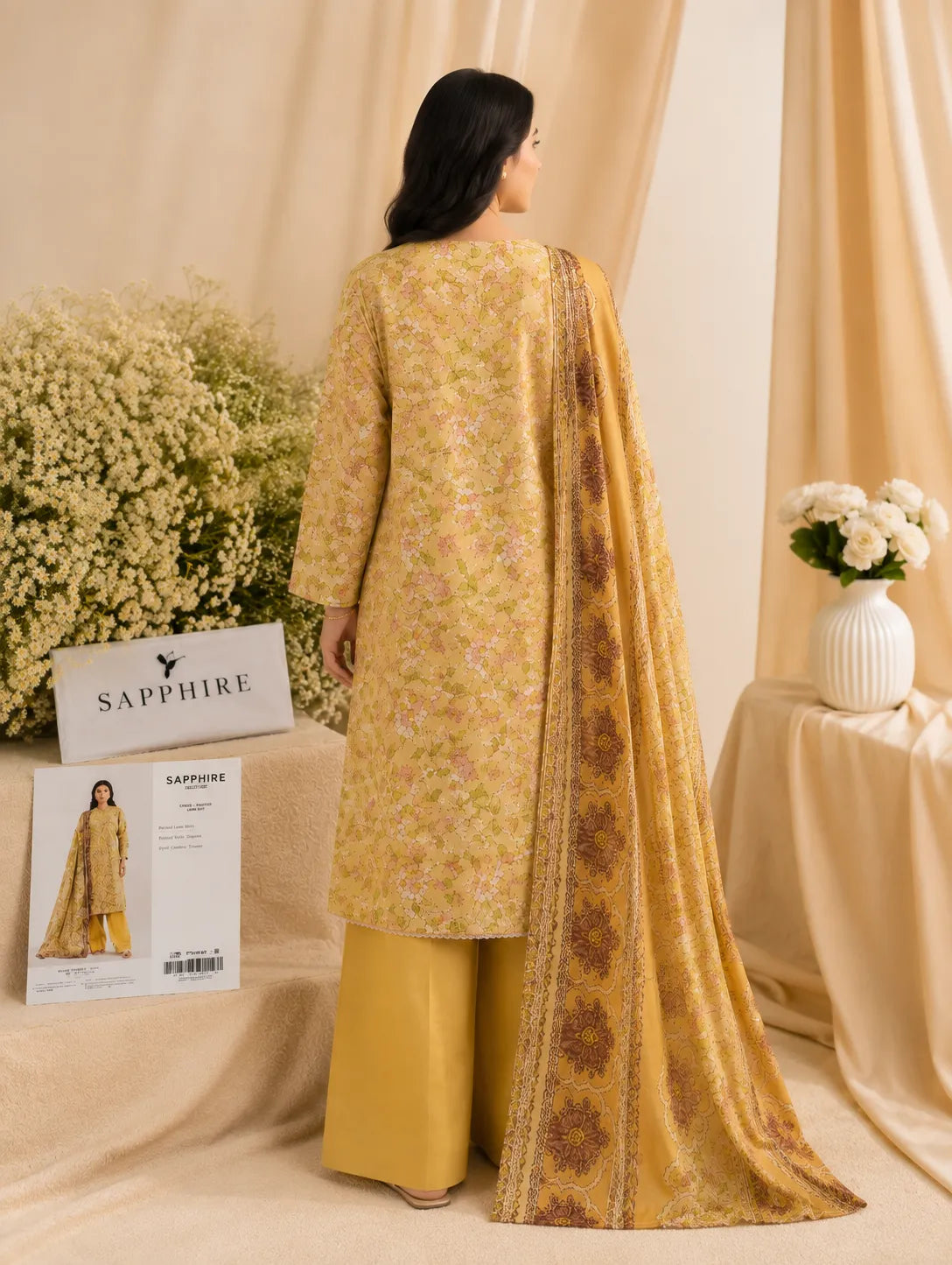 Sapphire 3-Piece Printed Lawn Suit – Premium Unstiched Collection
