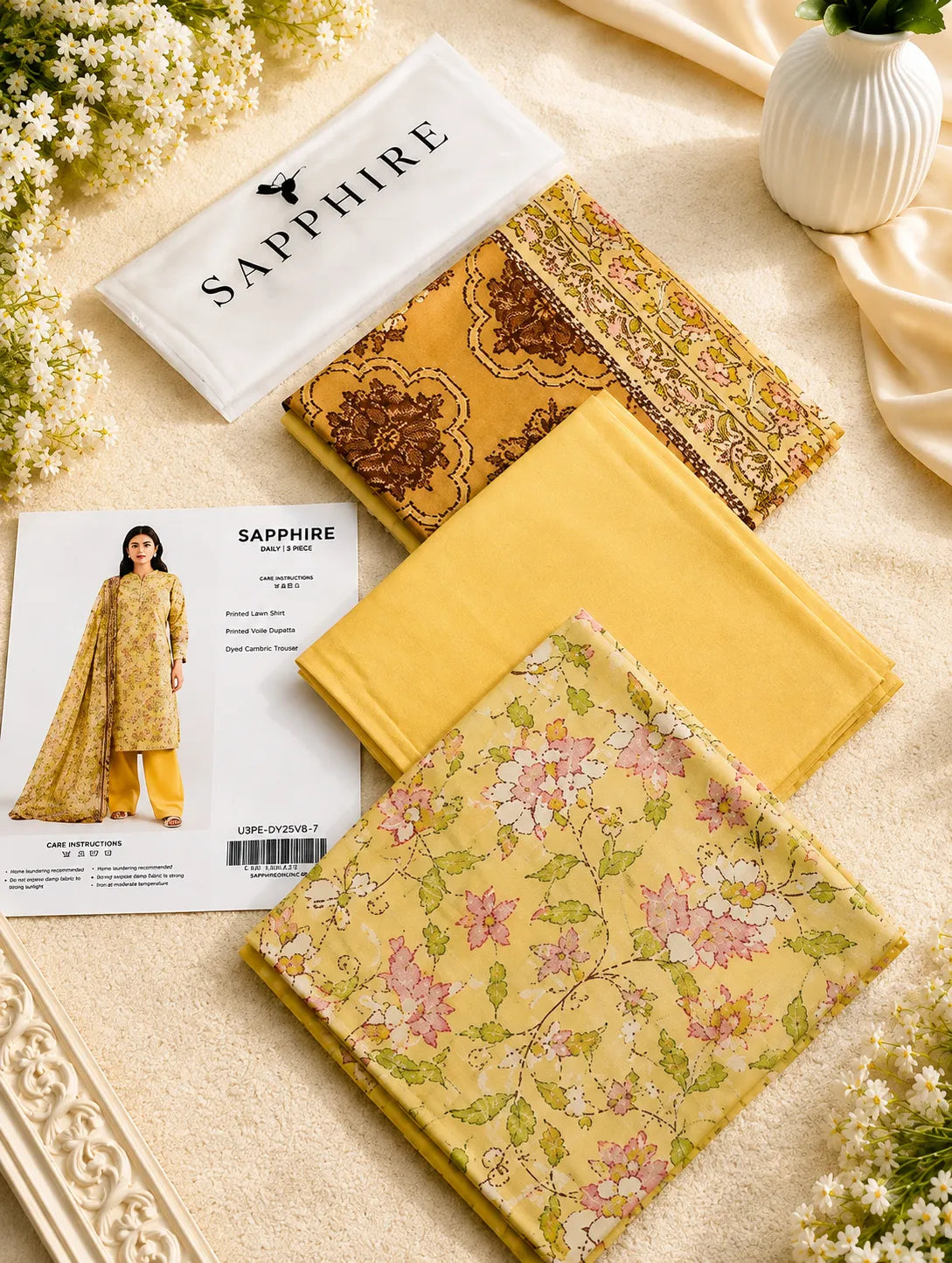 Sapphire 3-Piece Printed Lawn Suit – Premium Unstiched Collection