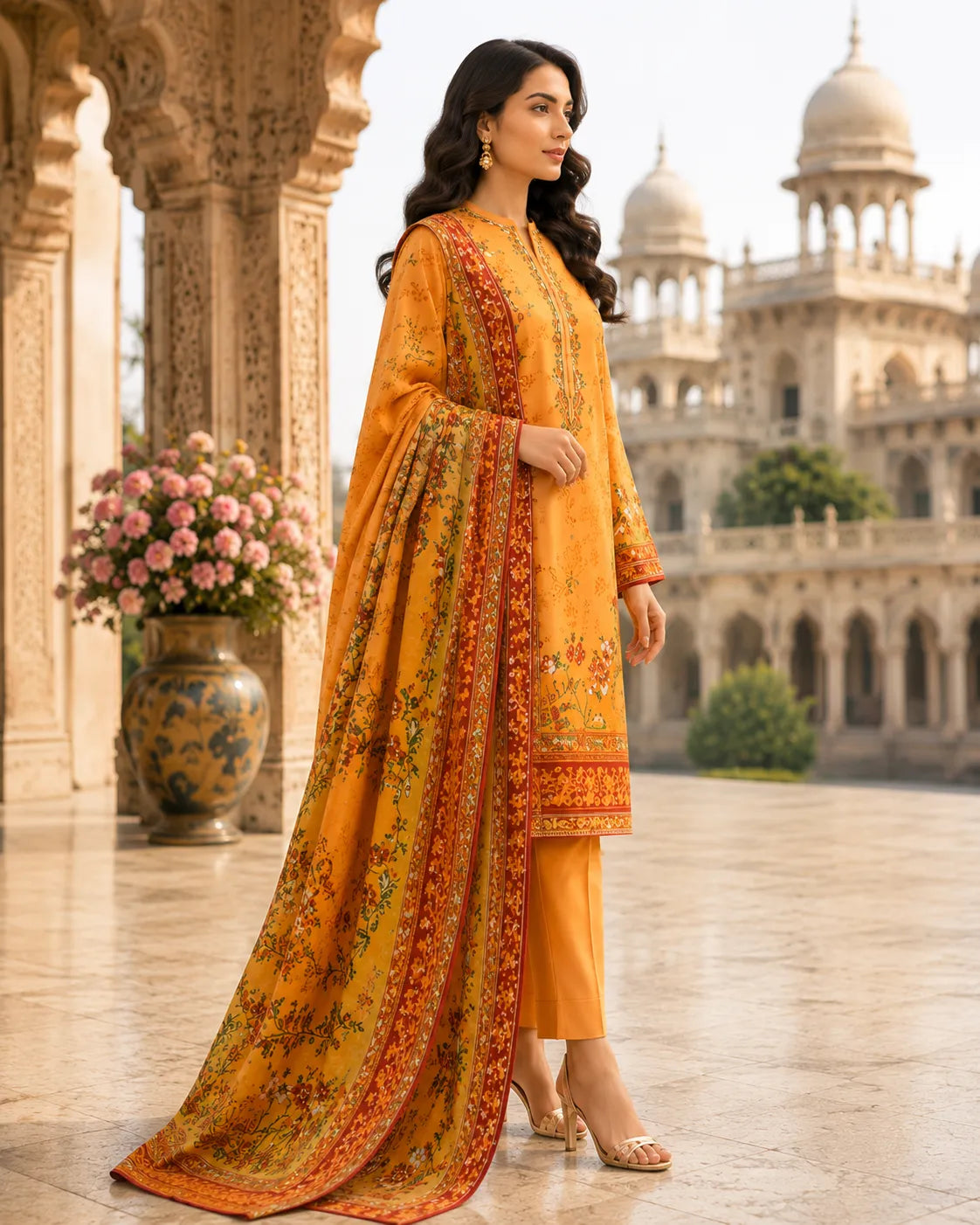 Mughal 3-Piece Printed Lawn Suit – Premium Collection