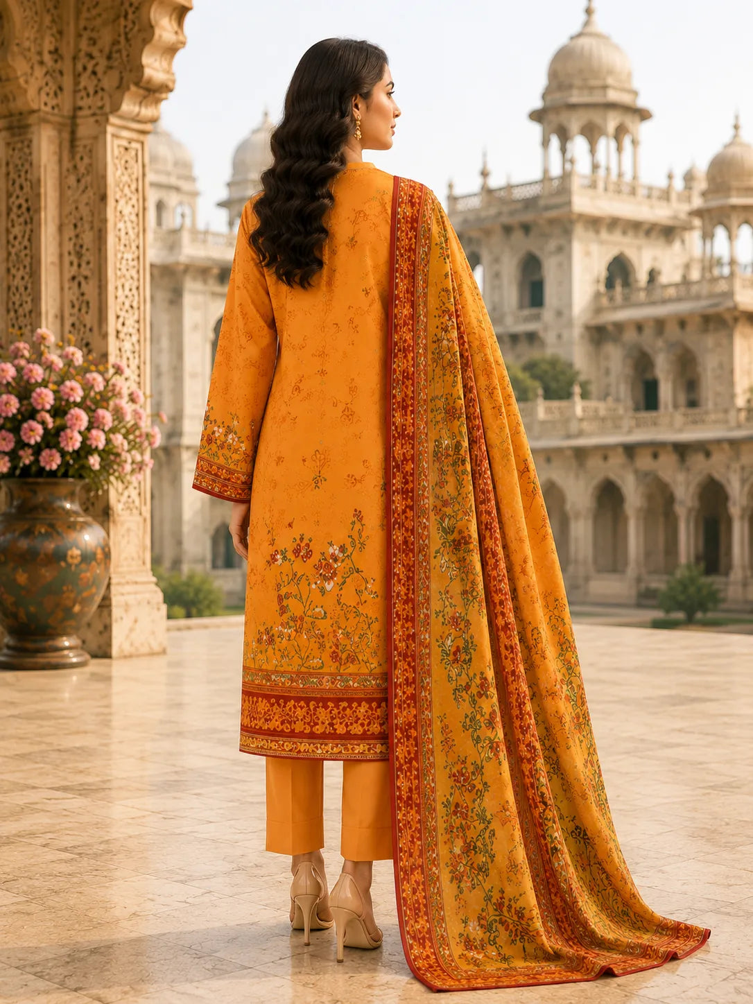 Mughal 3-Piece Printed Lawn Suit – Premium Collection