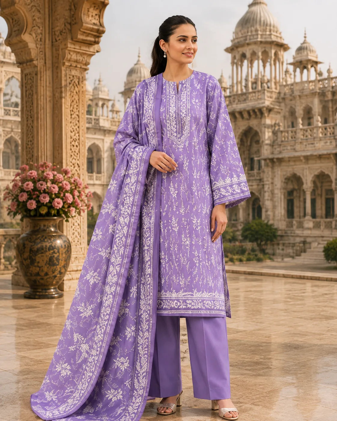 Mughal 3-Piece Printed Lawn Suit – Premium Collection