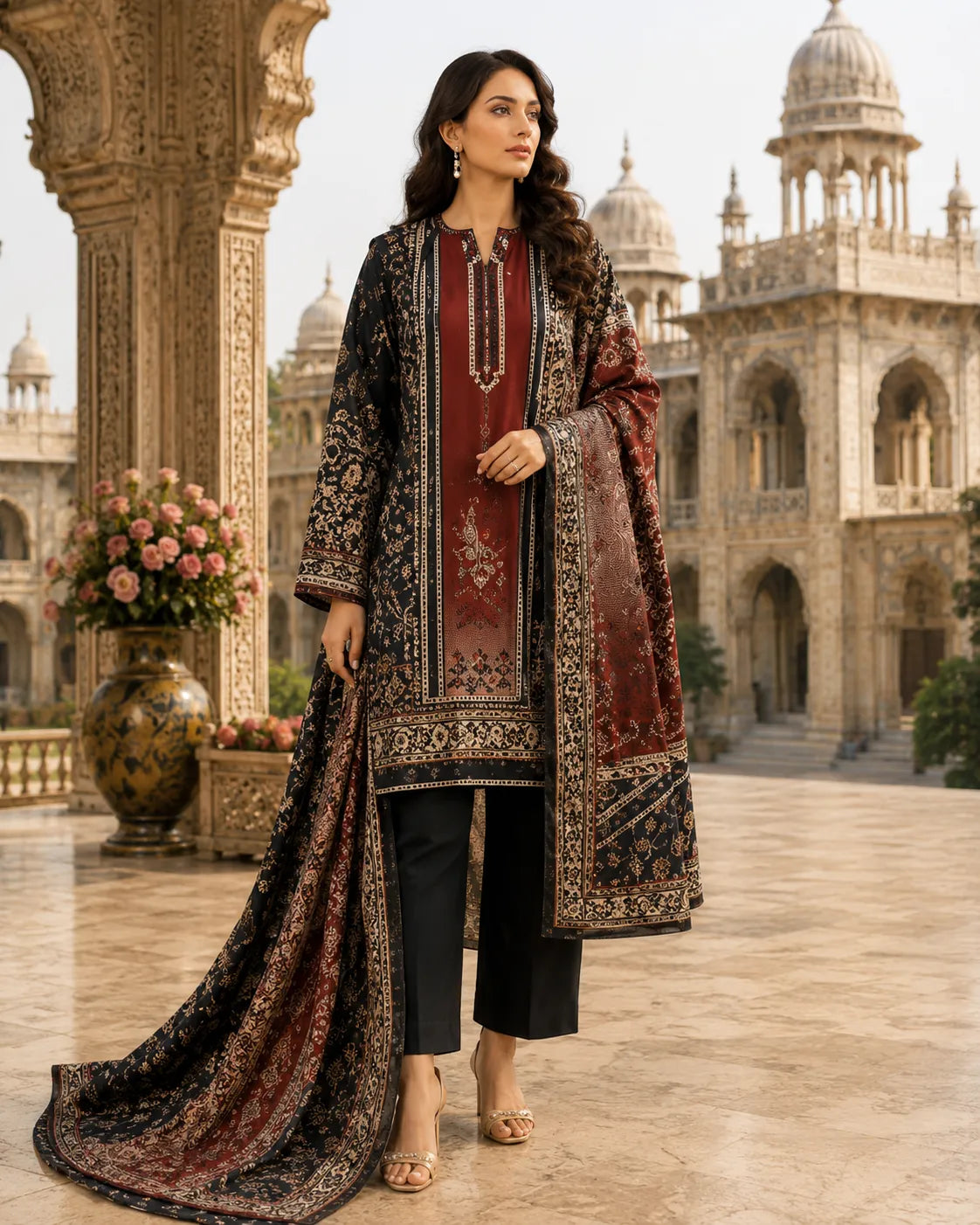 Mughal 3-Piece Printed Lawn Suit – Premium Collection
