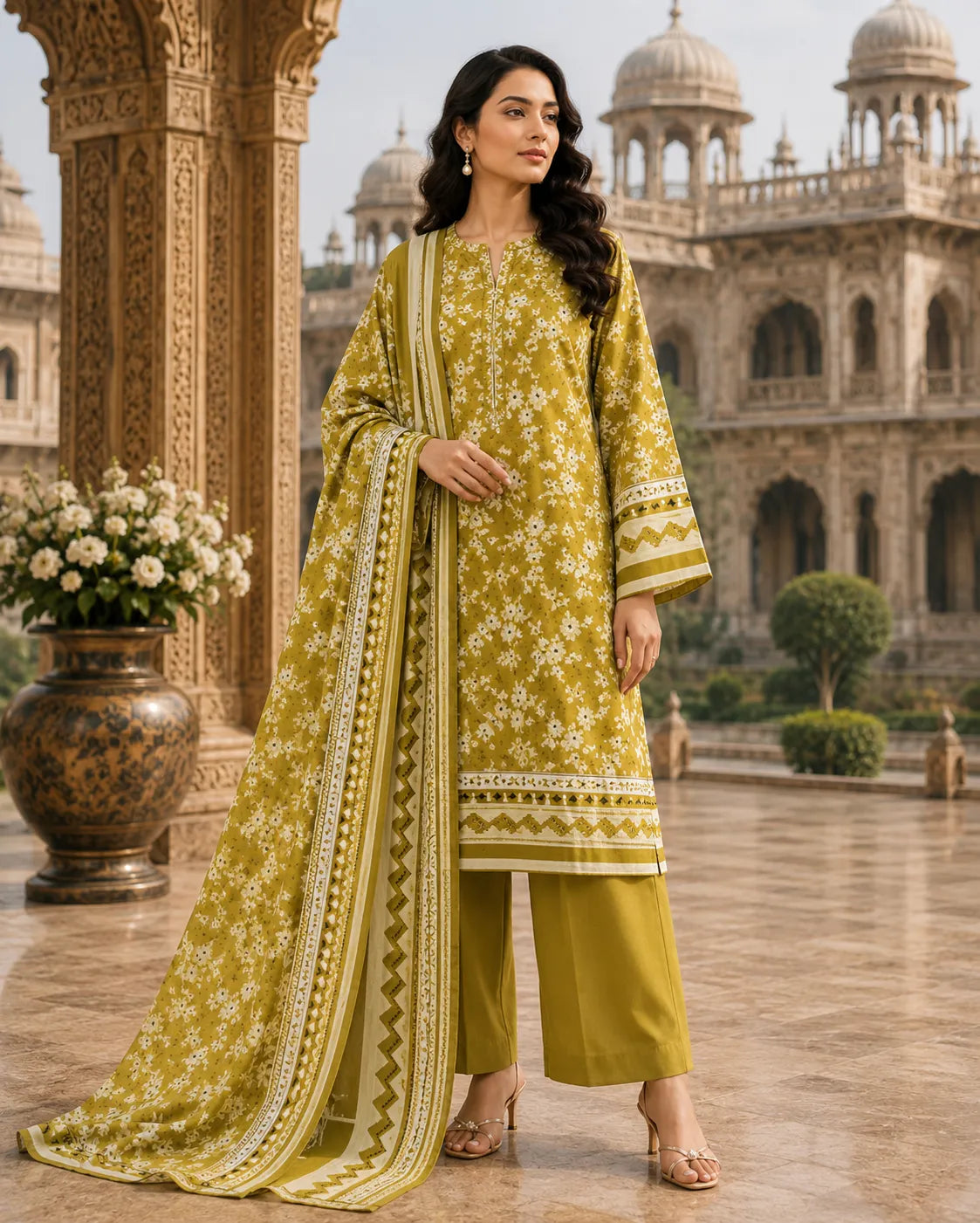 Mughal 3-Piece Printed Lawn Suit – Premium Collection