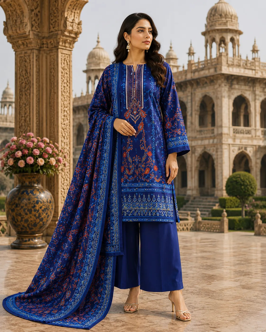 Mughal 3-Piece Printed Lawn Suit – Premium Collection