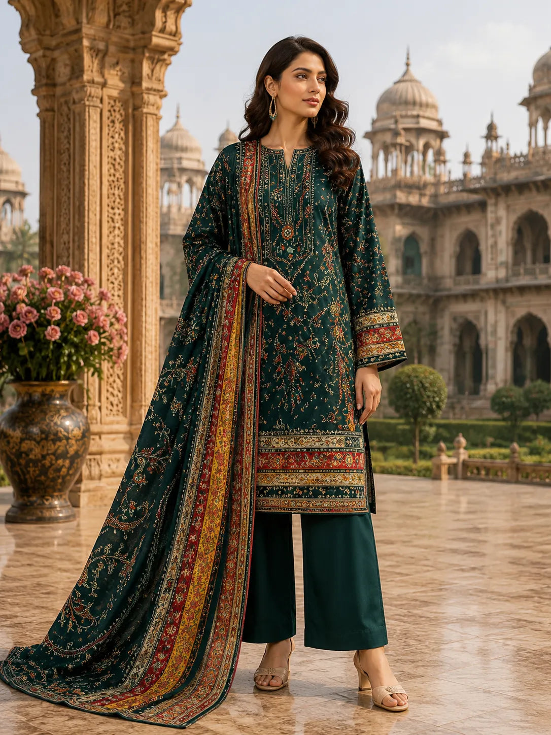 Mughal 3-Piece Printed Lawn Suit – Premium Collection
