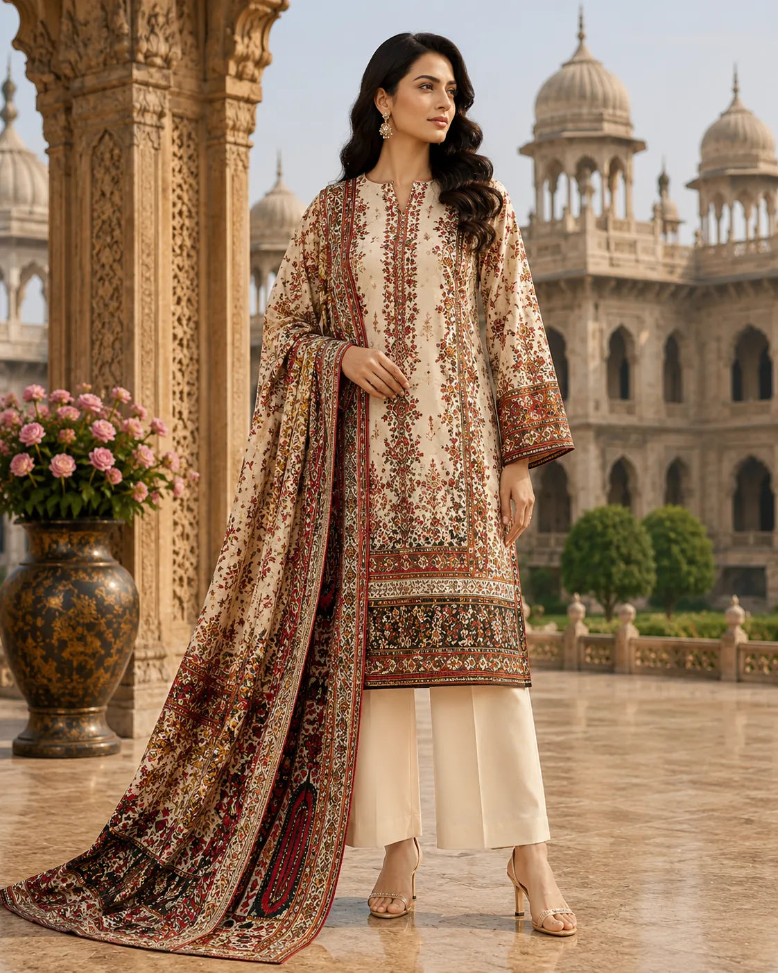 Mughal 3-Piece Printed Lawn Suit – Premium Collection