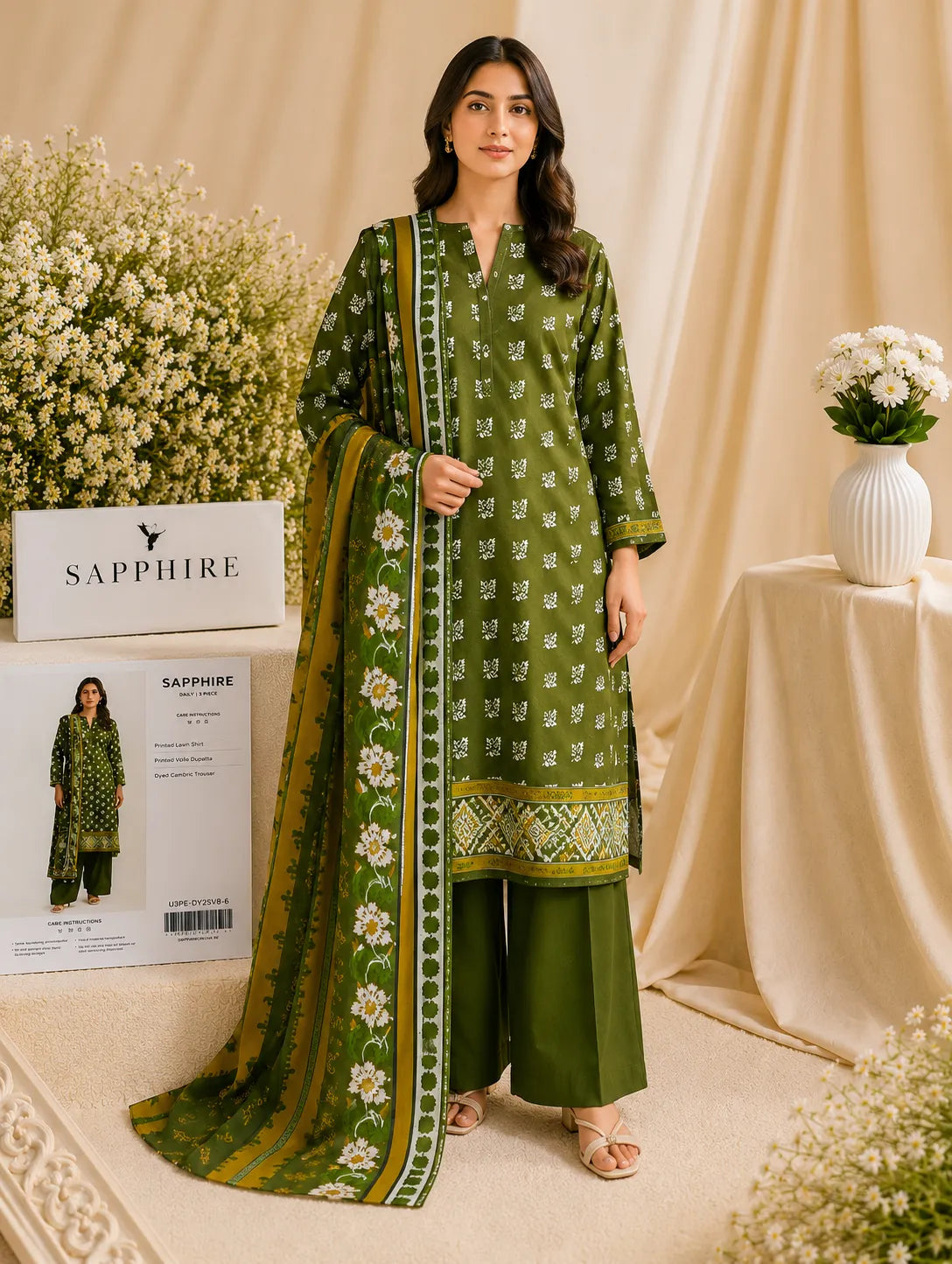 Sapphire 3-Piece Embroidered Lawn Suit – Premium Unstitched Collection