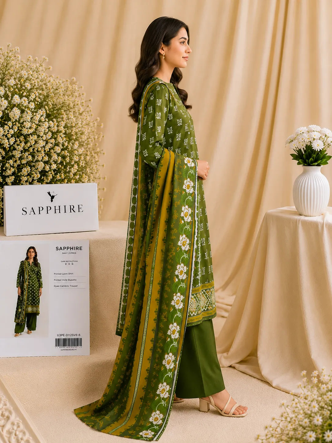 Sapphire 3-Piece Embroidered Lawn Suit – Premium Unstitched Collection