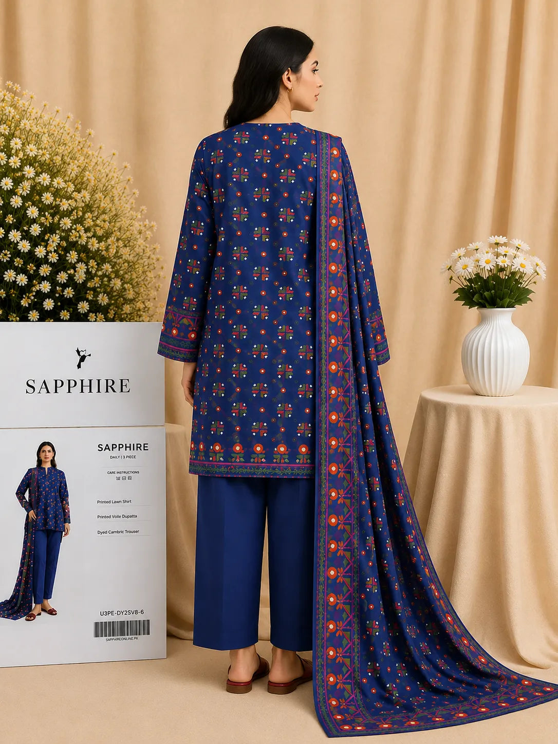 Sapphire 3-Piece Printed Lawn Suit – Premium Unstiched Collection