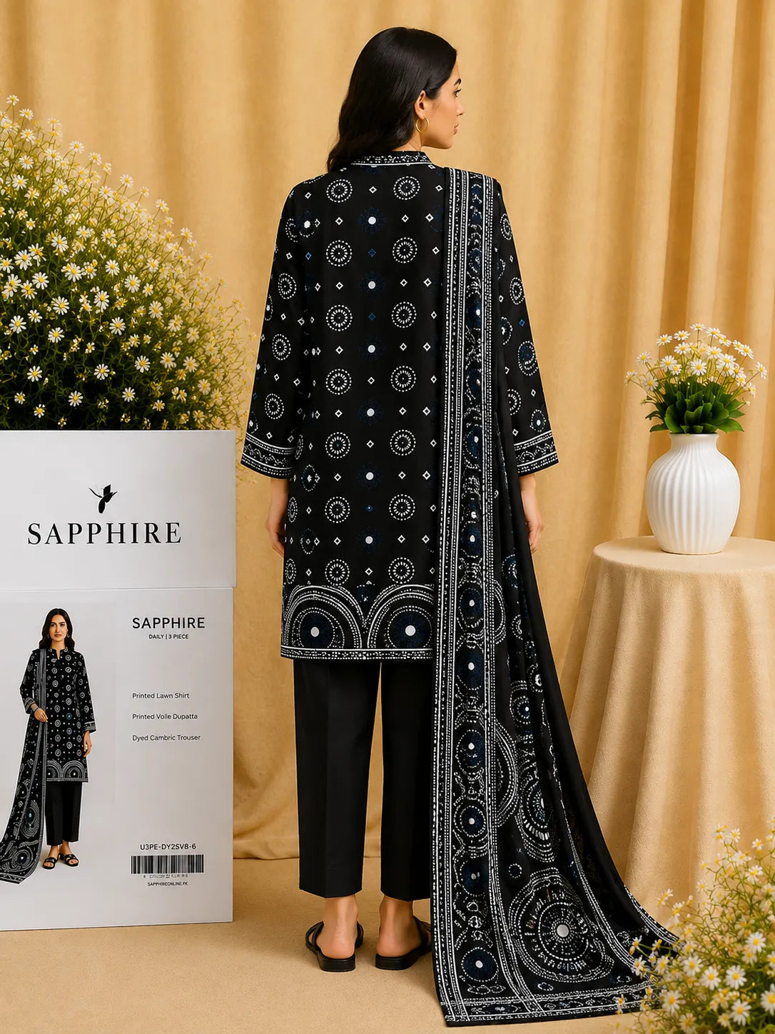 Sapphire 3-Piece Printed Lawn Suit – Premium Unstiched Collection