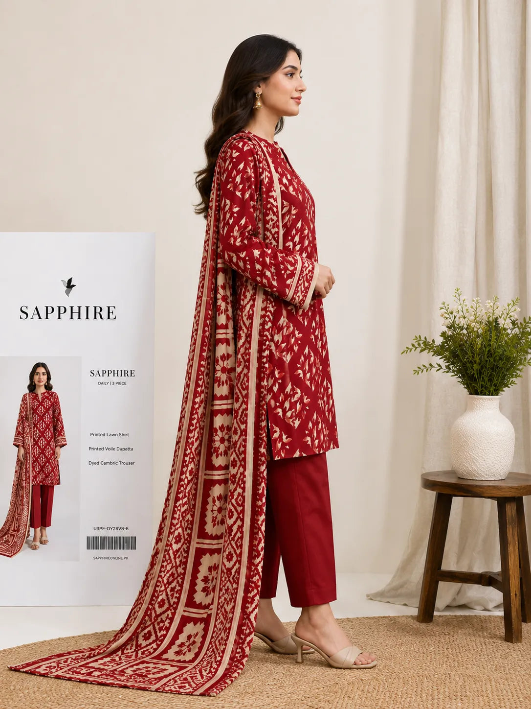 Sapphire 3-Piece Printed Lawn Suit – Premium Collection