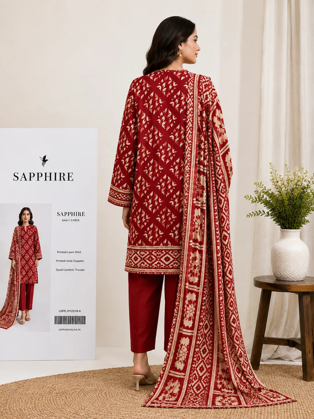 Sapphire 3-Piece Printed Lawn Suit – Premium Collection